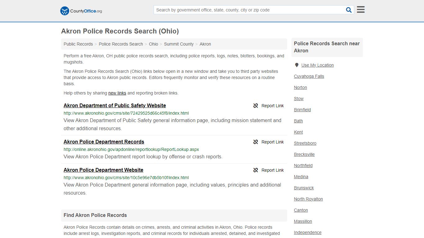 Police Records Search - Akron, OH (Accidents & Arrest Records)